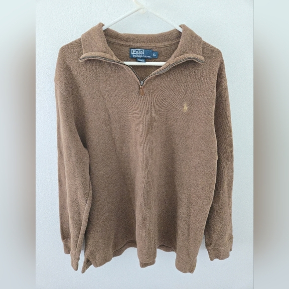 Polo Ralph Lauren Brown 1/4 Zip Mens Size XL Sweatshirt - Picture 1 of 6